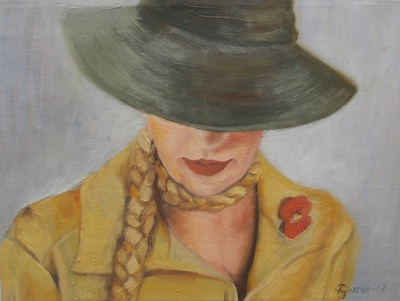 Oljemaleri Art Deco
"kvinne med hatt og flette"