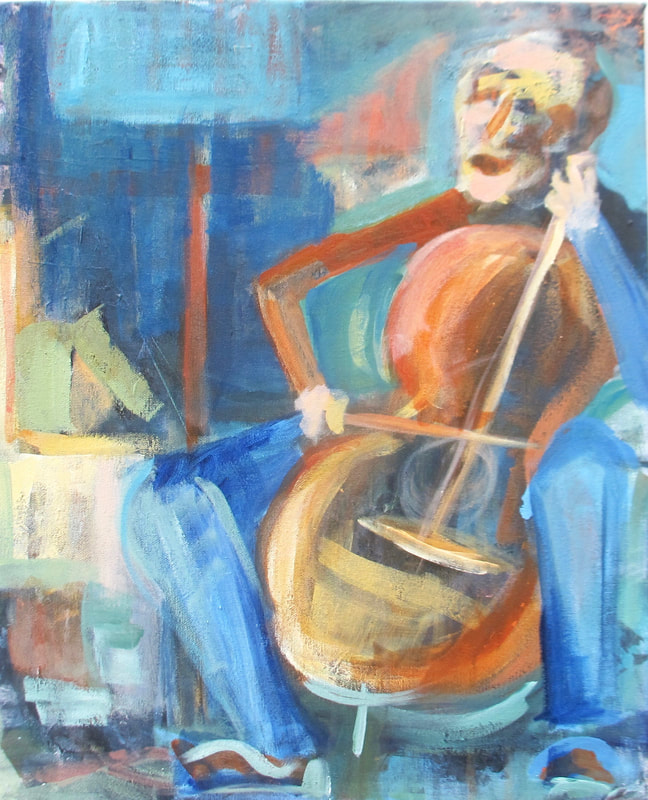 "Cello player" 46x38cm  Acrylic painting
May Kristin Fjerme