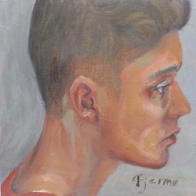 Justin Bieber Mugshot portrait - Oil painting 20x20cm  fjerme.com