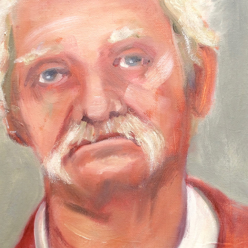 "Mugshot portrait" - expressive Oil painting Alla prima MFD 20x20cm fjerme.com