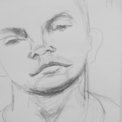 Ekspressiv portrett tegning av fange passfoto. Expressive drawing of Mugshot