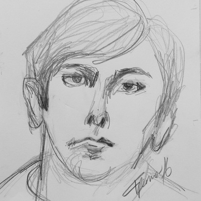 Ekspressiv portrett tegning av fange passfoto. Expressive drawing of Mugshot